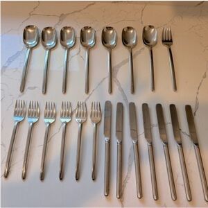 Vintage Mikasa Zena 21 piece stainless steel flatware set 18-8 Japan